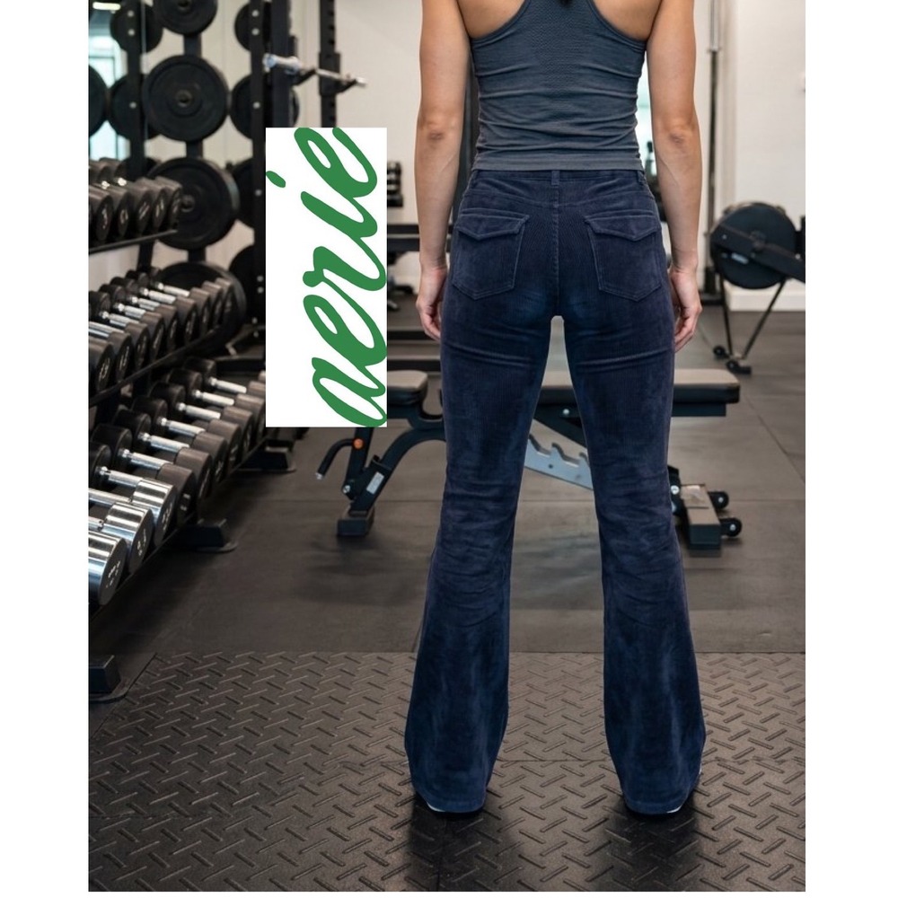 OFFLINE by Aerie Corduroy Flare Pants Navy Blue High Rise Bootcut S Athleisure